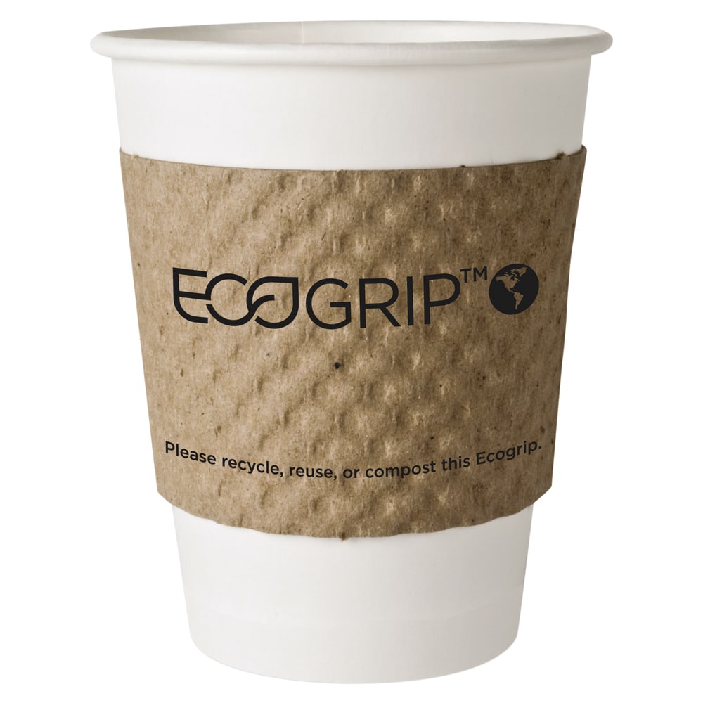 EcoGrip Cup Sleeves For 20-Oz Hot Cups, 100% Recycled, Kraft, Carton Of 1,300