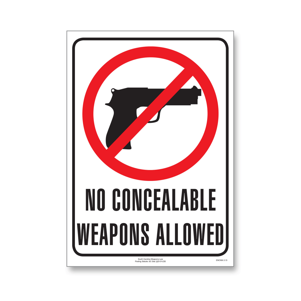 ComplyRight State Weapons Law Poster, English, South Carolina, 8-1/2in x 11in