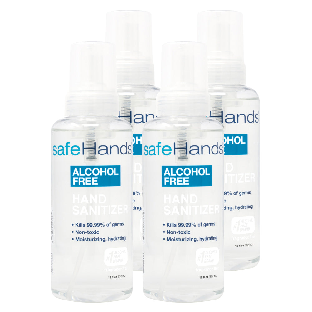 safeHands Alcohol-Free Hand Sanitizer, 18 Oz, Pack Of 4 Bottles