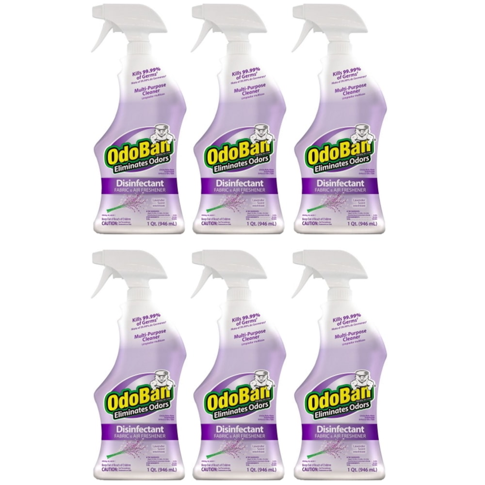 OdoBan Odor Eliminator Disinfectant Spray, Lavender Scent, 32 Oz Bottle, Case Of 6