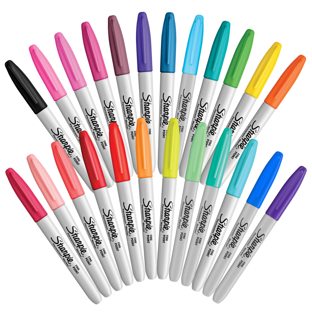 Sharpie Glam Pop Permanent Markers, Fine Point, Assorted, Pack Of 24 Markers