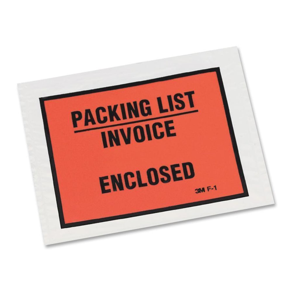 3M Full View Packing List/Invoice Enclosed Envelopes, Orange, Case Of 1,000 Envelopes