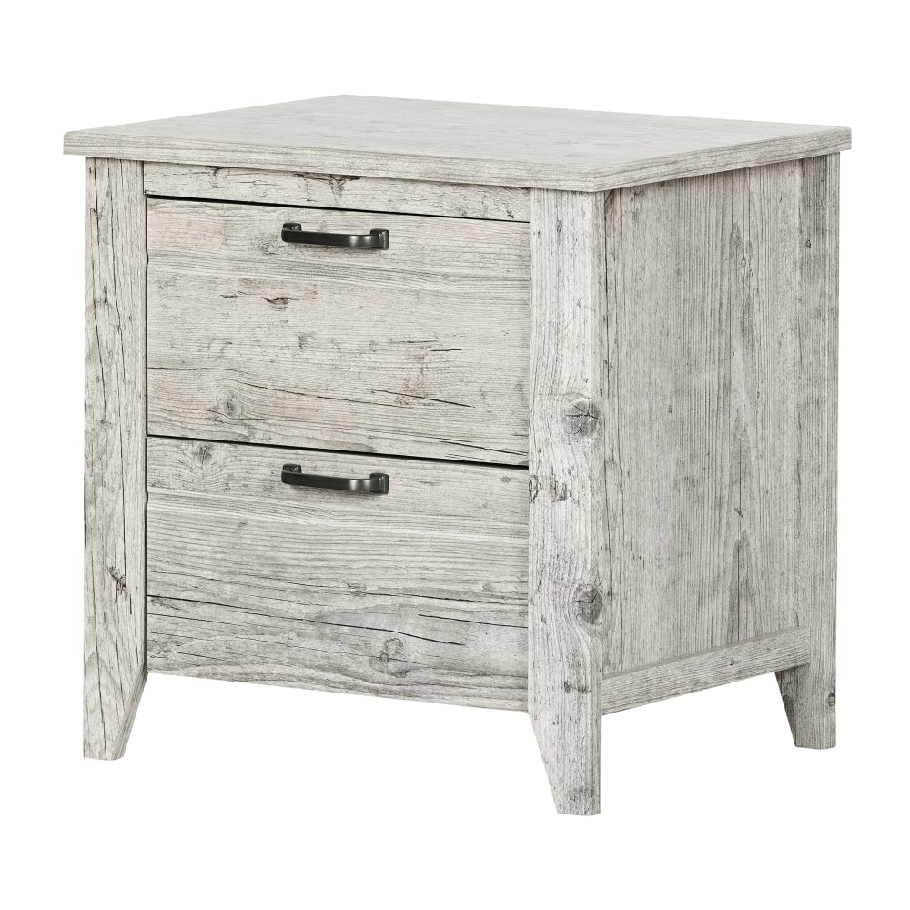 South Shore Lionel 2-Drawer Nightstand, 23-1/4inH x 22-3/4inW x 18-1/4inD, Seaside Pine