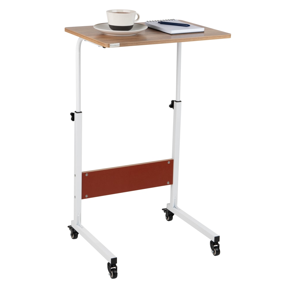 Mind Reader Woodland Collection 15-3/4inW Mobile Sit/Standing Desk with Adjustable Height, White