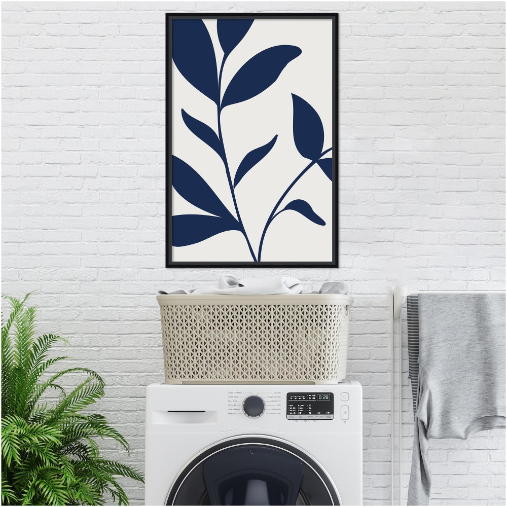 Amanti Art Modern Blue Botanical Abstract Print No 3 by The Creative Bunch Studio Wood Framed Wall Art Print, 23inW x 33inH, Black