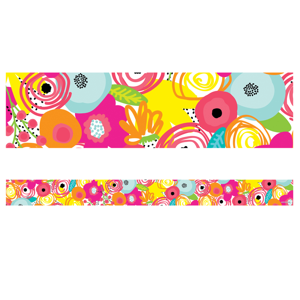 Carson Dellosa Education Straight Borders, Schoolgirl Style Simply Stylish Tropical Floral, 36ft Per Pack, Set Of 6 Packs