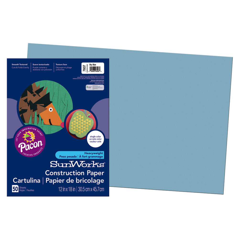 Prang Construction Paper, 12in x 18in, Sky Blue, Pack Of 50