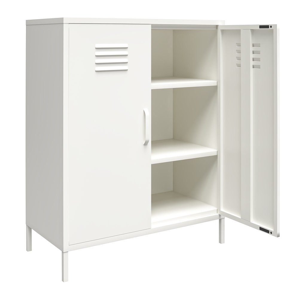 Ameriwood Home Mission District 2-Door 3-Shelf Metal Locker Storage Cabinet, 40inH x 31-1/2inW x 15-3/4inD, White