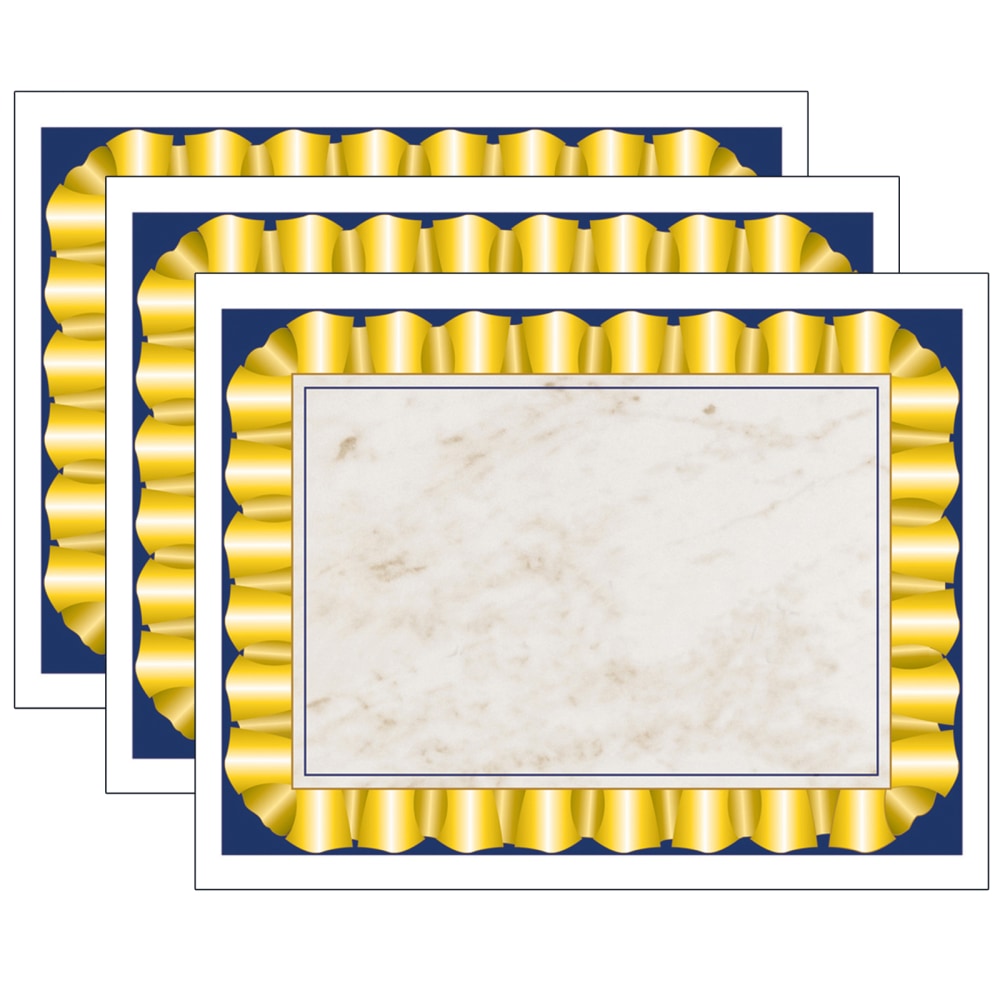 Hayes Certificates, 8-1/2in x 11in, Gold Ribbon Border, 50 Certificates Per Pack, Set Of 3 Packs