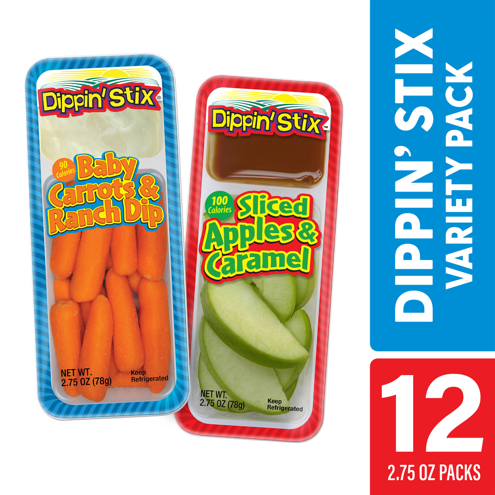 Dippin Stix Baby Carrots And Ranch Dip & Caramel Apples, 2.75 Oz, Pack Of 12