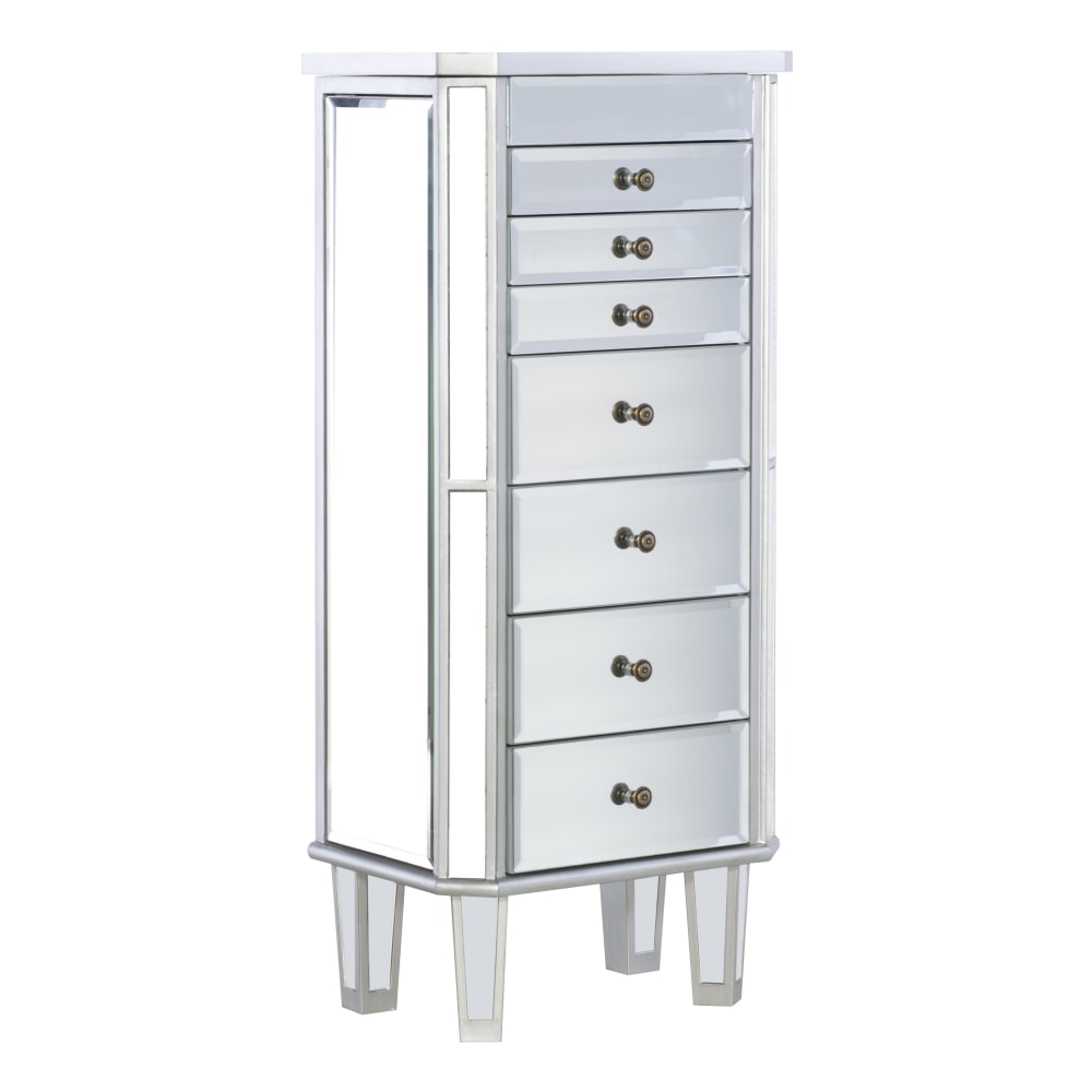 Powell Banton 7-Drawer Jewelry Armoire, Mirror/Silver