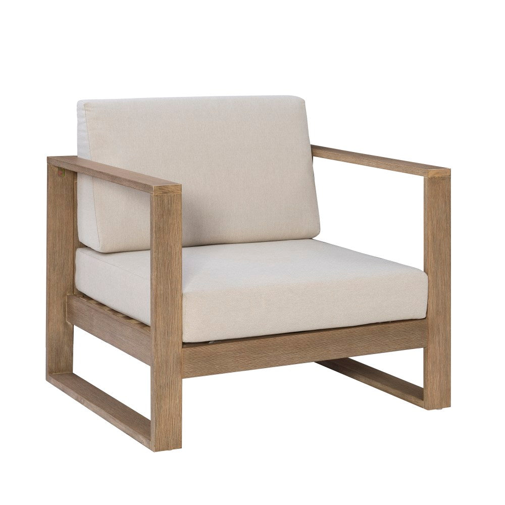 Linon Boleyn Wood Outdoor Furniture Chair, Natural/Beige