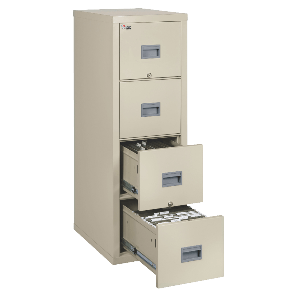 FireKing Patriot 17-3/4inD Vertical 4-Drawer Fireproof File Cabinet, Metal, Parchment, White Glove Delivery