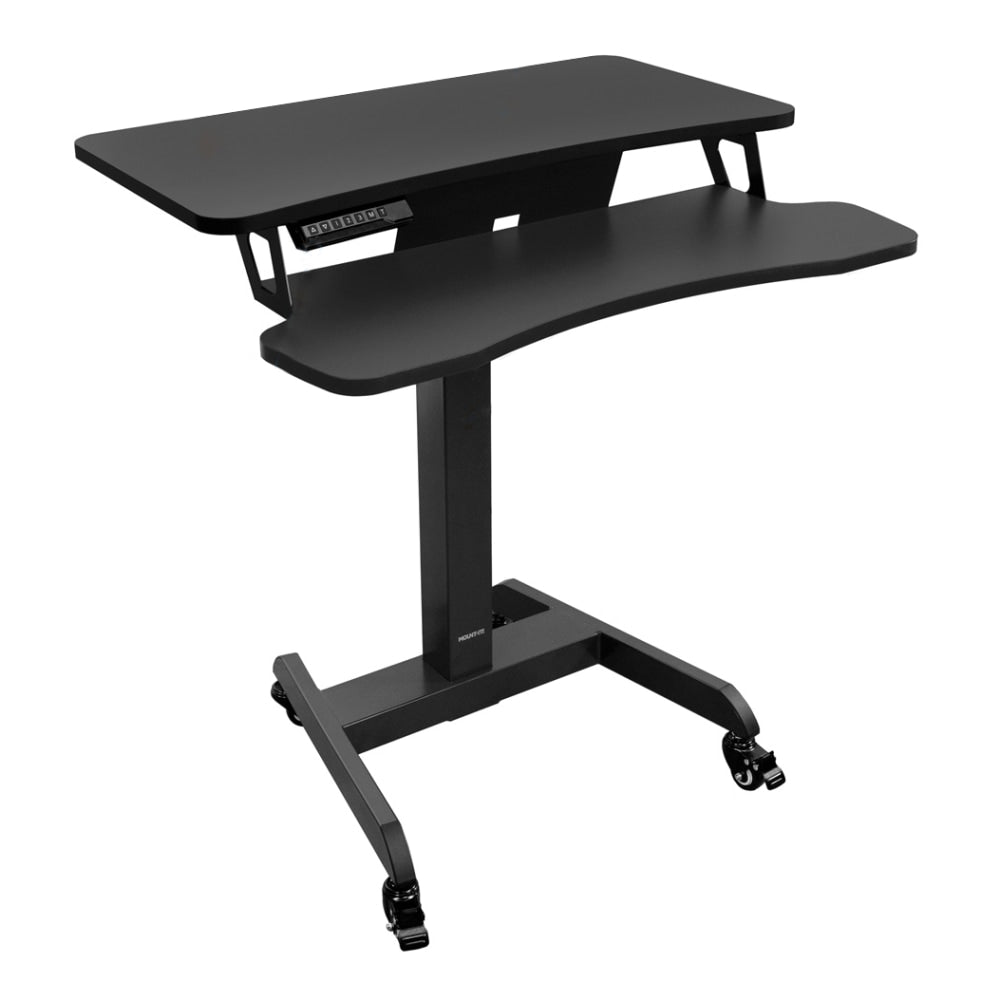 Mount-It! MI-7982 Electric Height-Adjustable Standing Mobile Workstation, 28inH x 35inW x 5-1/4inD, Black