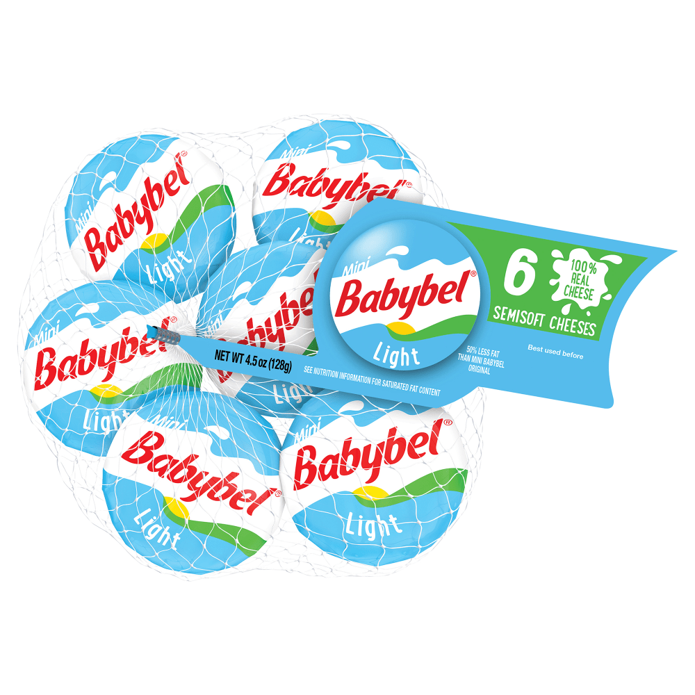 Babybel Mini Light Cheese Wheels, 1 Oz, 6 Wheels Per Pack, Case Of 5 Packs