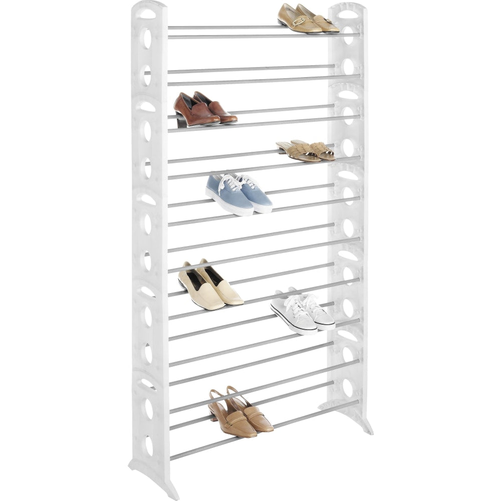 Whitmor Display Rack - 50 x Shoes - 62.3in Height x 35.5in Width x 12in DepthFloor - Adjustable, Durable - White - Resin