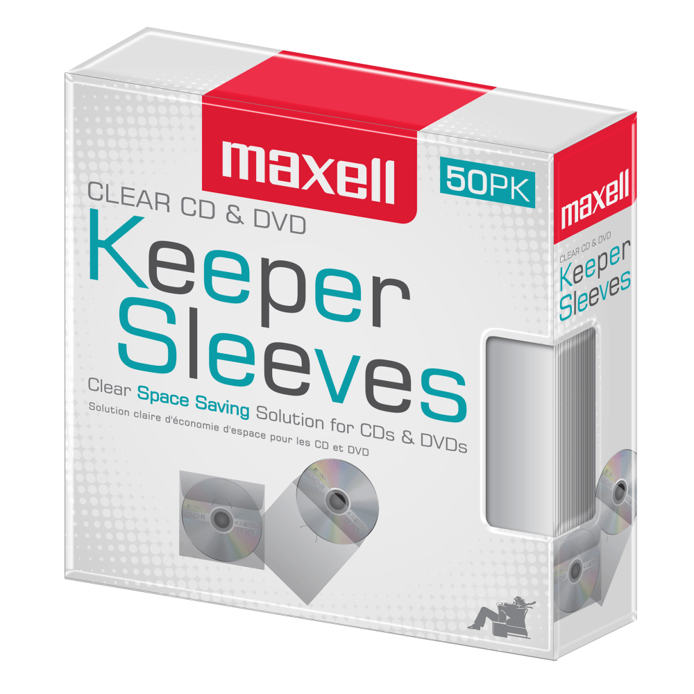 Maxell CD/DVD Keepers, Clear, Pack Of 50