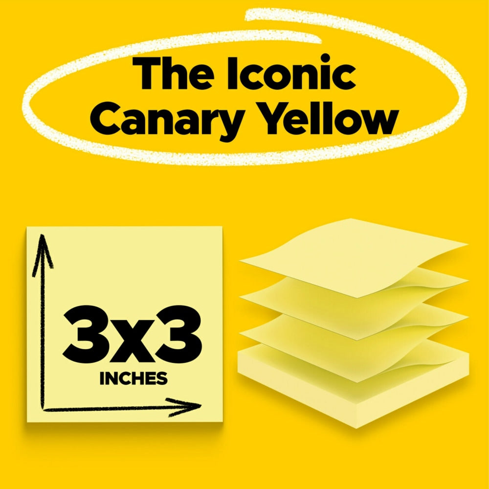 Post-it Pop Up Notes, 3 in x 3 in, 12 Pads, 100 Sheets/Pad, Clean Removal, Canary Yellow