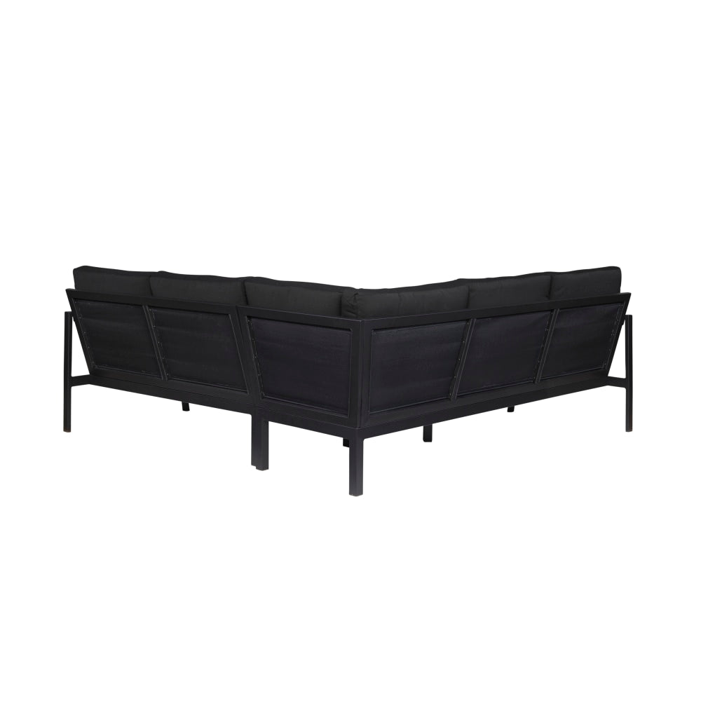 Linon Abilene Aluminum Outdoor Sectional Sofa, 31-1/4inH x 77-1/2inW x 78-1/2inD, Black/Black