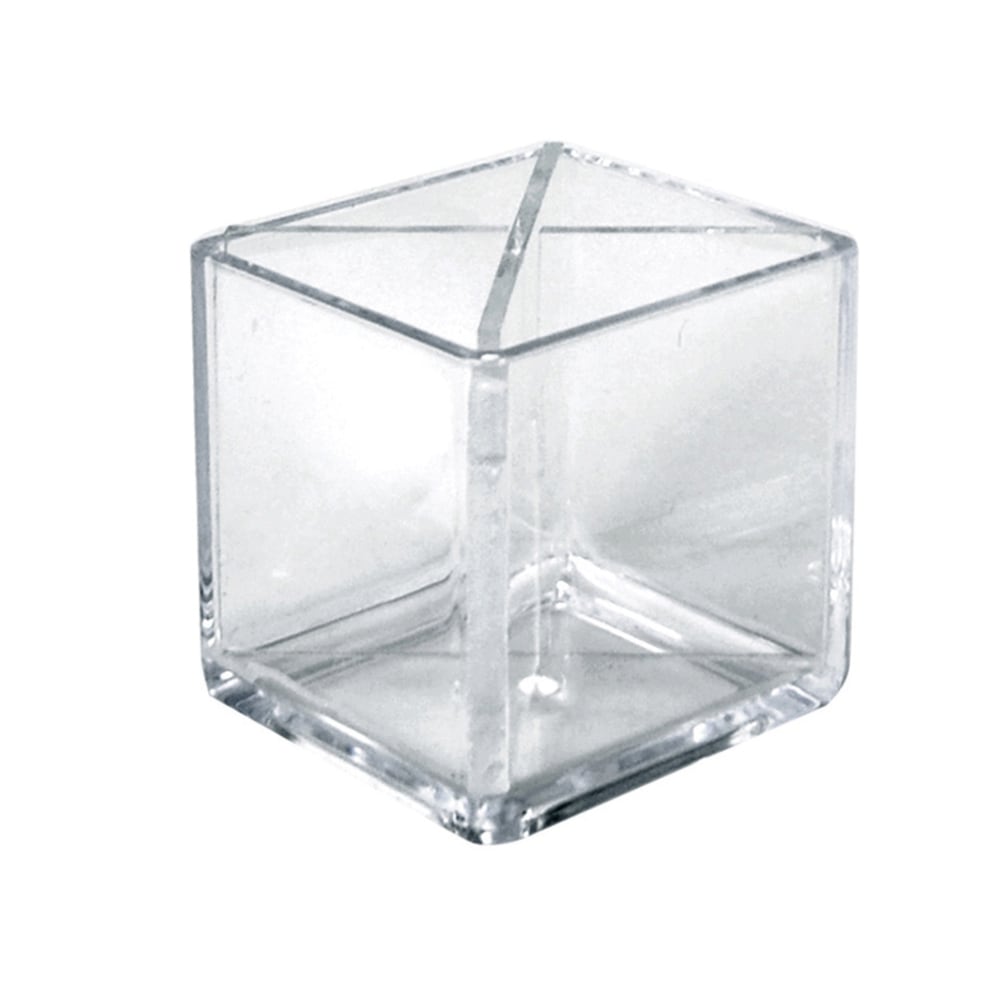 Azar Displays Cube Pencil Holders With Divider, 4inH x 4inW x 4inD, Clear, Pack Of 2 Holders