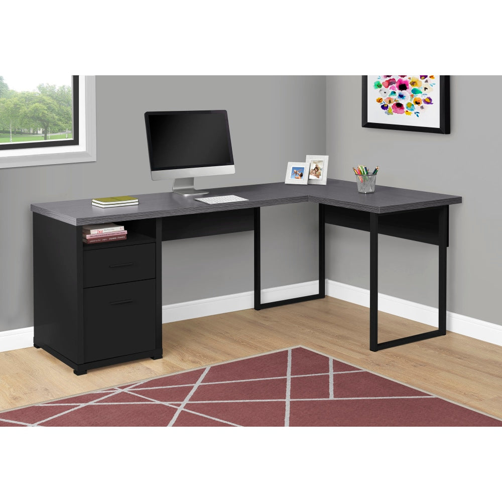 Monarch Specialties Megan 79inW Computer Desk, Black/Gray