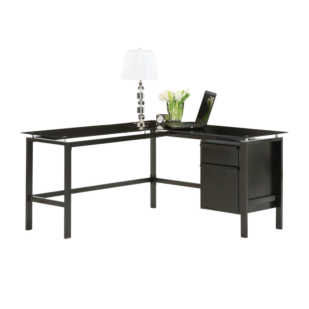 Realspace Lake Point 56inW L-Shaped Corner Desk With 56inW Return, Black