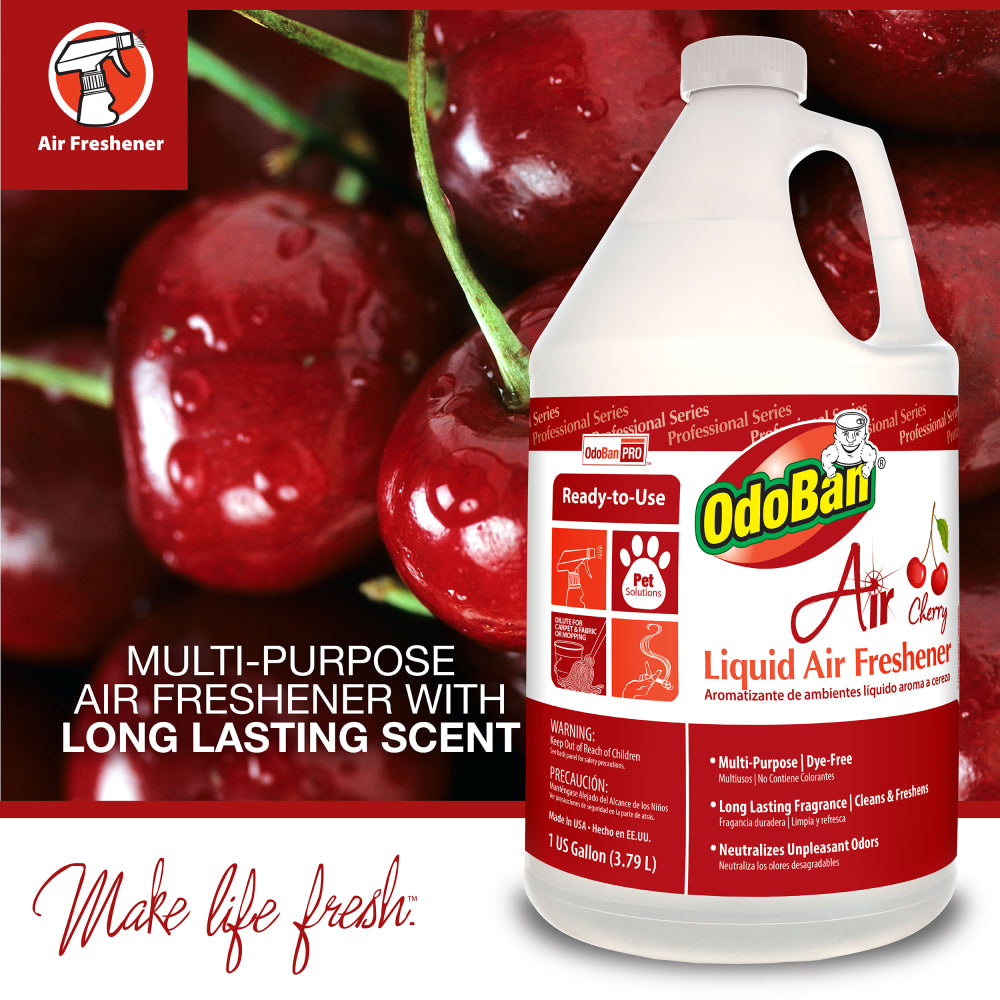 OdoBan Professional Series Ready-To-Use Liquid Air Freshener, Cherry Scent, 1 Gallon, Pack Of 2 Jugs