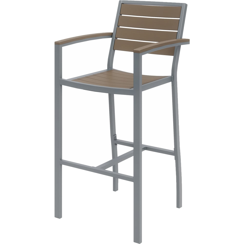 KFI Studios Eveleen Outdoor Barstool, Mocha/Silver