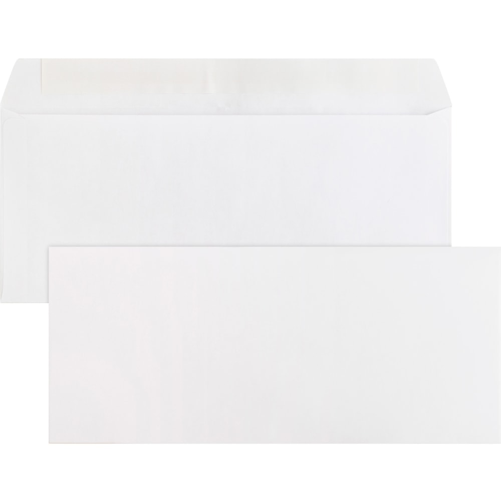 Business Source Plain Peel/Seal Business Envelopes - Business - #10 - 9 1/2in Width x 4 1/8in Length - 24 lb - Peel & Seal - Wove - 500 / Box - White