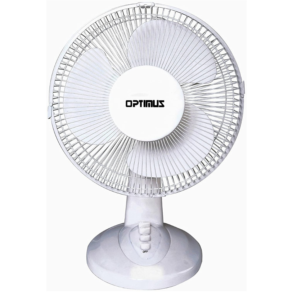 Optimus Oscillating Table Fan, 13in x 12in, White