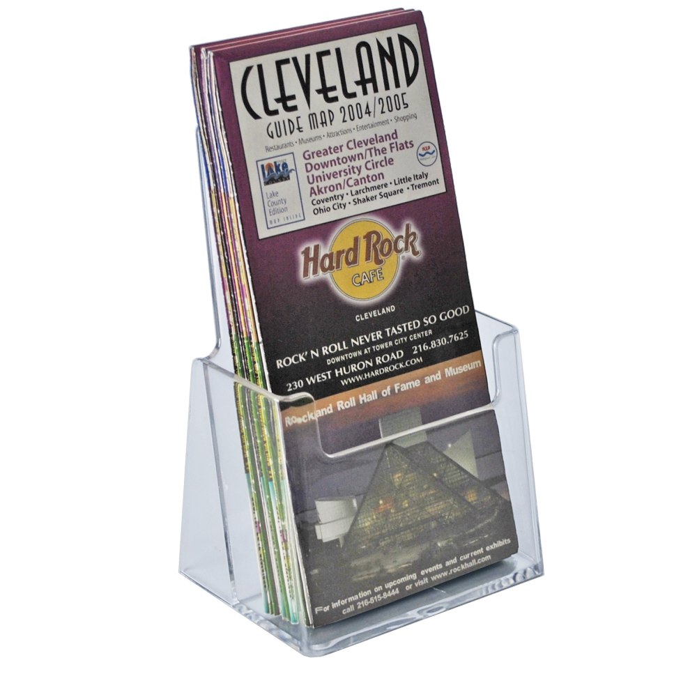 Azar Displays 1-Pocket Plastic Trifold Brochure Holders, 7-1/4inH x 4inW x 2-7/8inD, Clear, Pack Of 25 Holders