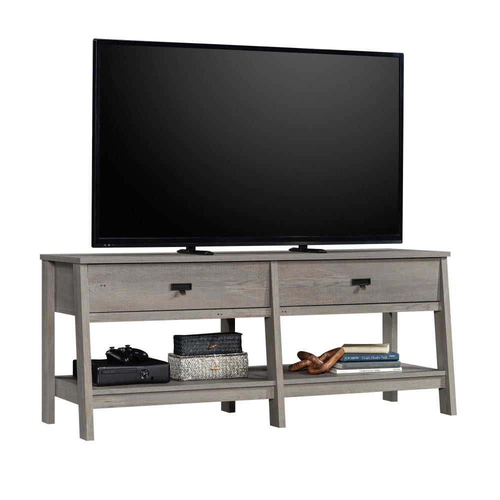 Sauder Trestle Credenza Entertainment Center For 60in TVs, 24inH x 57-1/2inW x 20inD, Mystic Oak