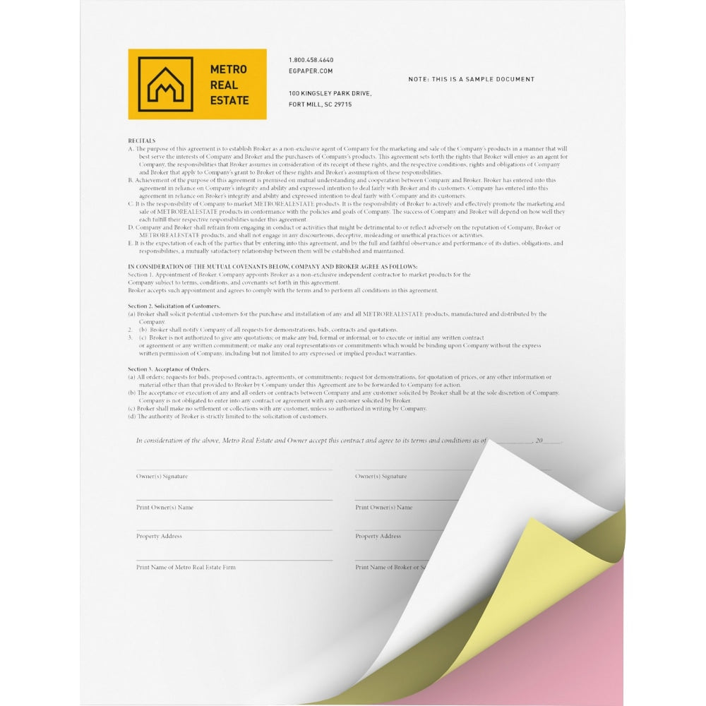 Xerox Bold Digital 3-Part Carbonless Paper, White/Yellow/Pink, Letter Size (8 1/2in x 11in), Carton Of 5,010 Sheets, 22 Lb, 98 Brightness