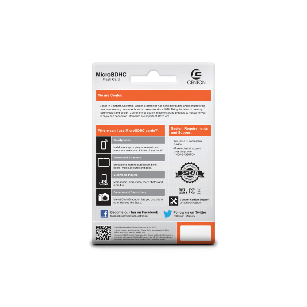 Centon - Flash memory card (microSDHC to SD adapter included) - 32 GB - UHS Class 1 / Class10 - microSDHC UHS-I