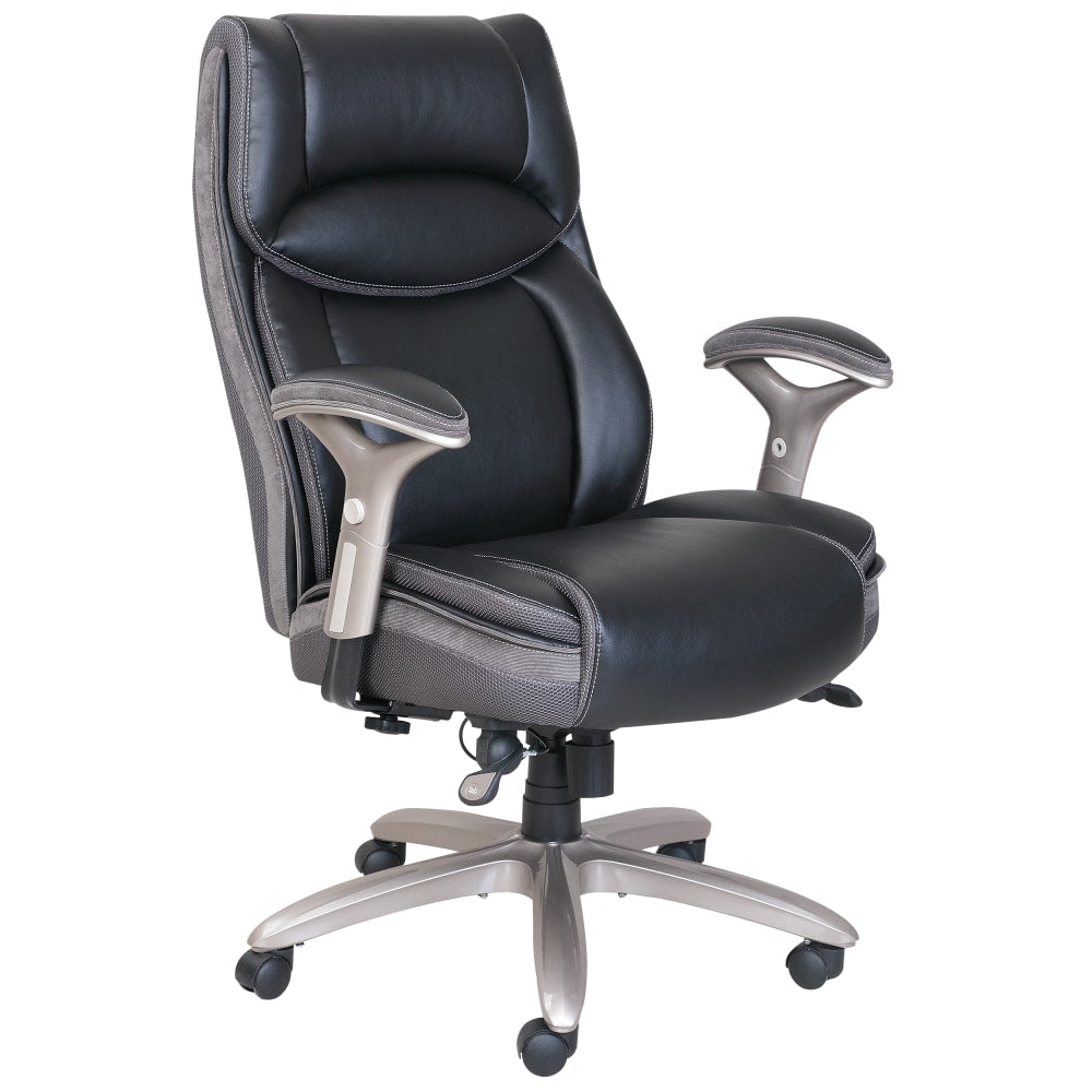 Serta Smart Layers Jennings Big & Tall Ergonomic Bonded Leather High-Back Executive Chair, Black/Slate