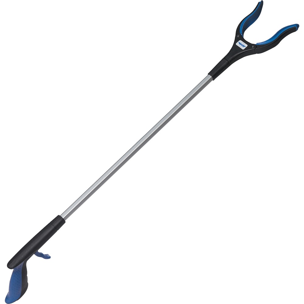 Ettore Grip N Grab Multipurpose Pickup Tool - 32in Reach - Lightweight, Rust Proof, Articulating Head, Comfortable Handle - Aluminum, Plastic, Rubber - Blue - 6 / Carton