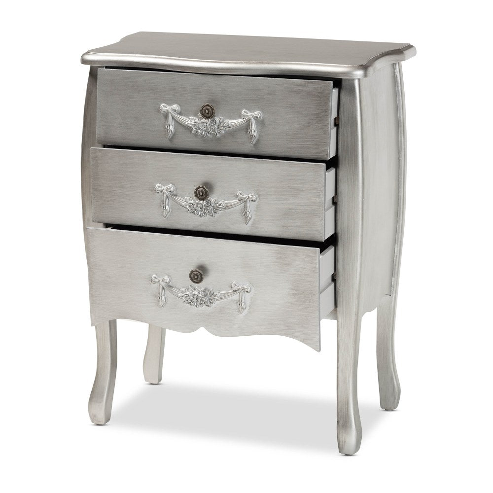 Baxton Studio Eliya 24inW Classic And Traditional Storage Cabinet, Silver