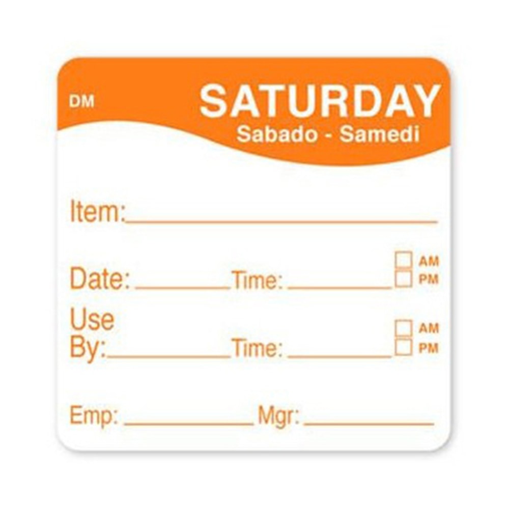 DayMark DissolveMark Saturday Use By Labels, 81485, 2in x 2in, Roll Of 250 Labels