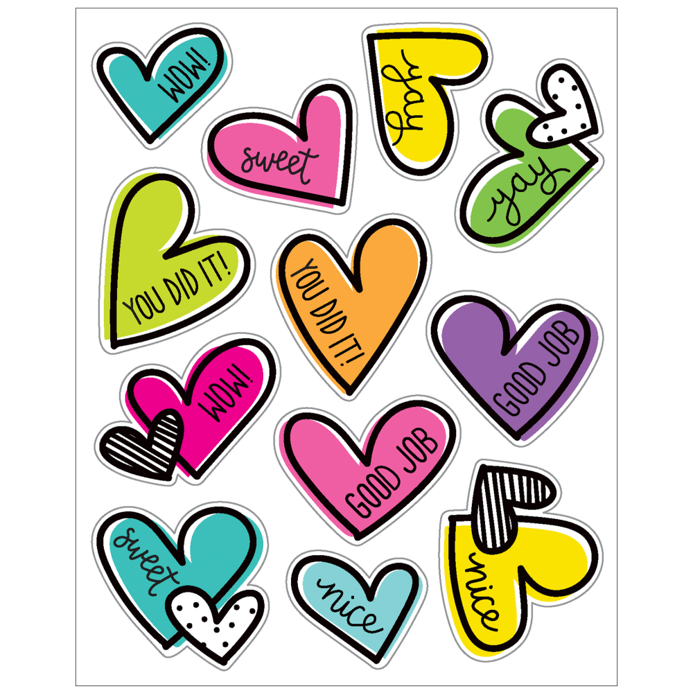 Carson Dellosa Education Stickers, Kind Vibes Doodle Hearts, 72 Stickers Per Pack, Set Of 12 Packs