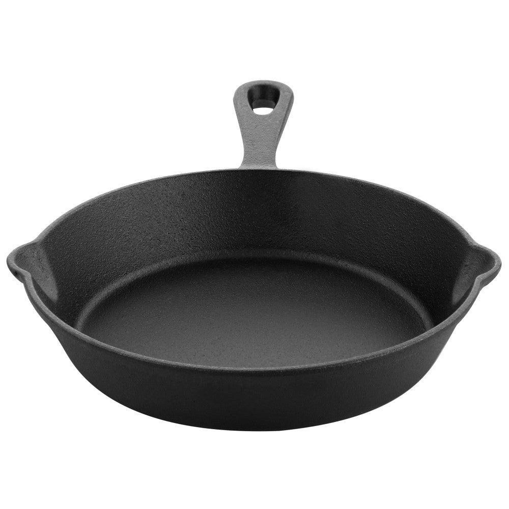 MegaChef 8in Round Cast Iron Frying Pan, Black