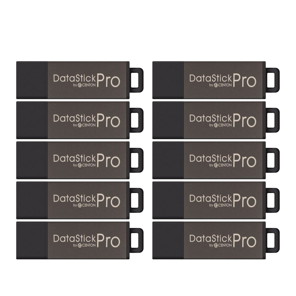 Centon DataStick Pro USB Flash Drives, USB 2.0, 4GB, Gray, Pack Of 100, S1-U2P1-4G100PK