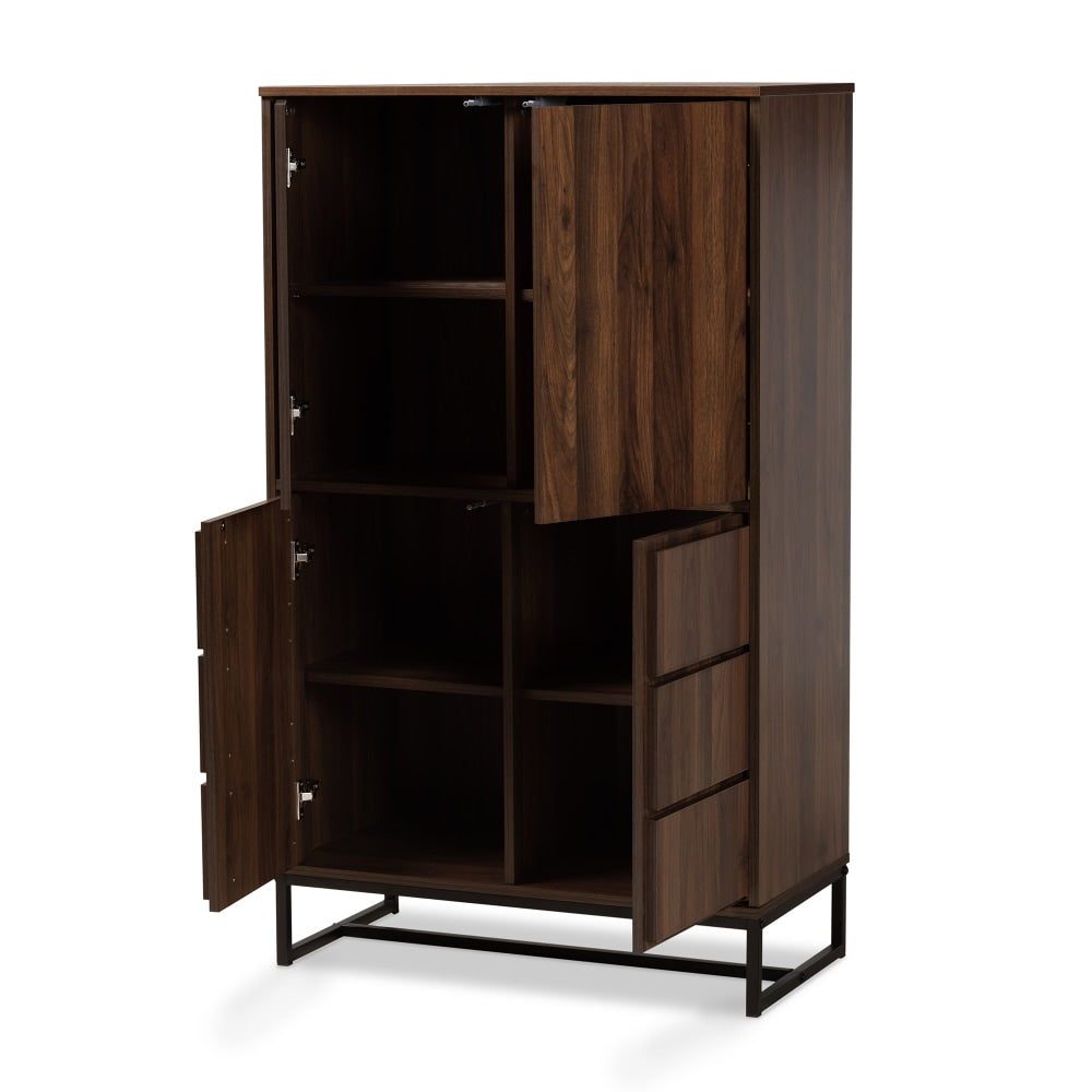 Baxton Studio Modern And Contemporary 54inH Multipurpose Storage Cabinet, Walnut Brown/Black