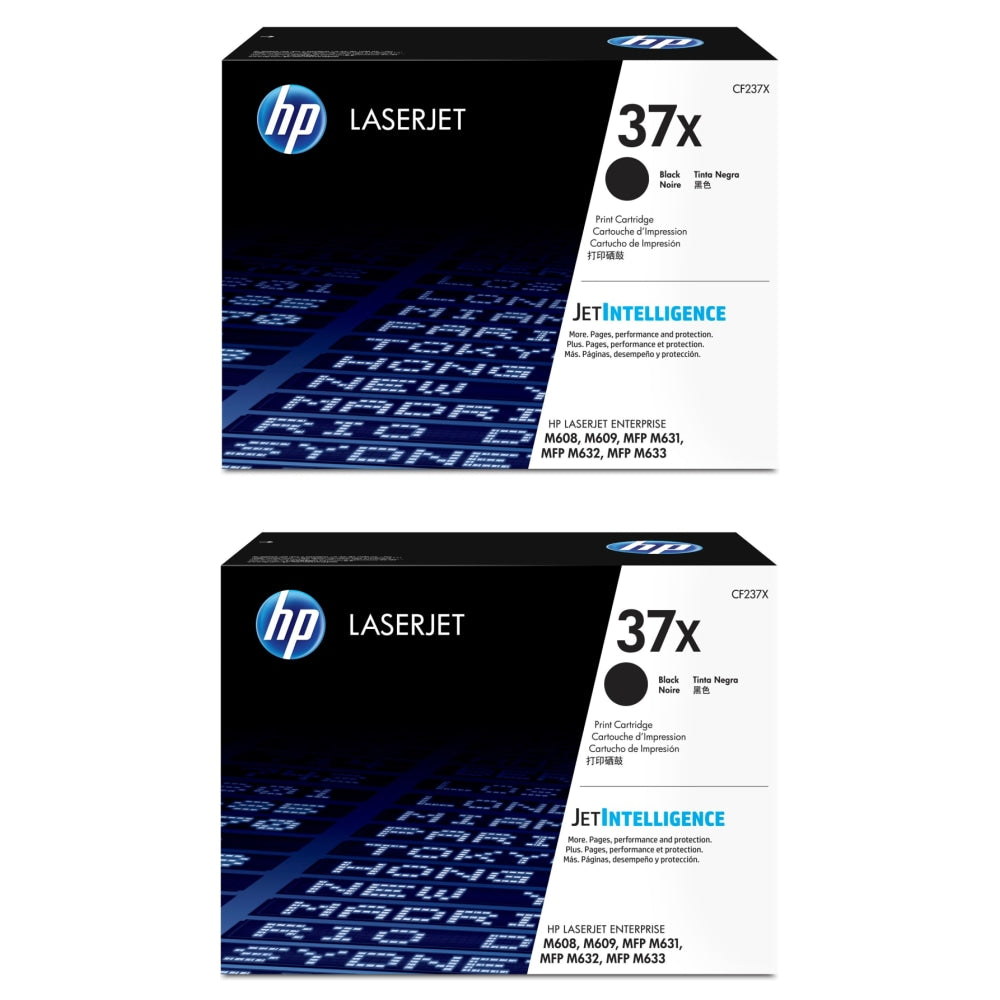 HP 37X Black High Yield Toner Cartridges, Pack Of 2, CF237X