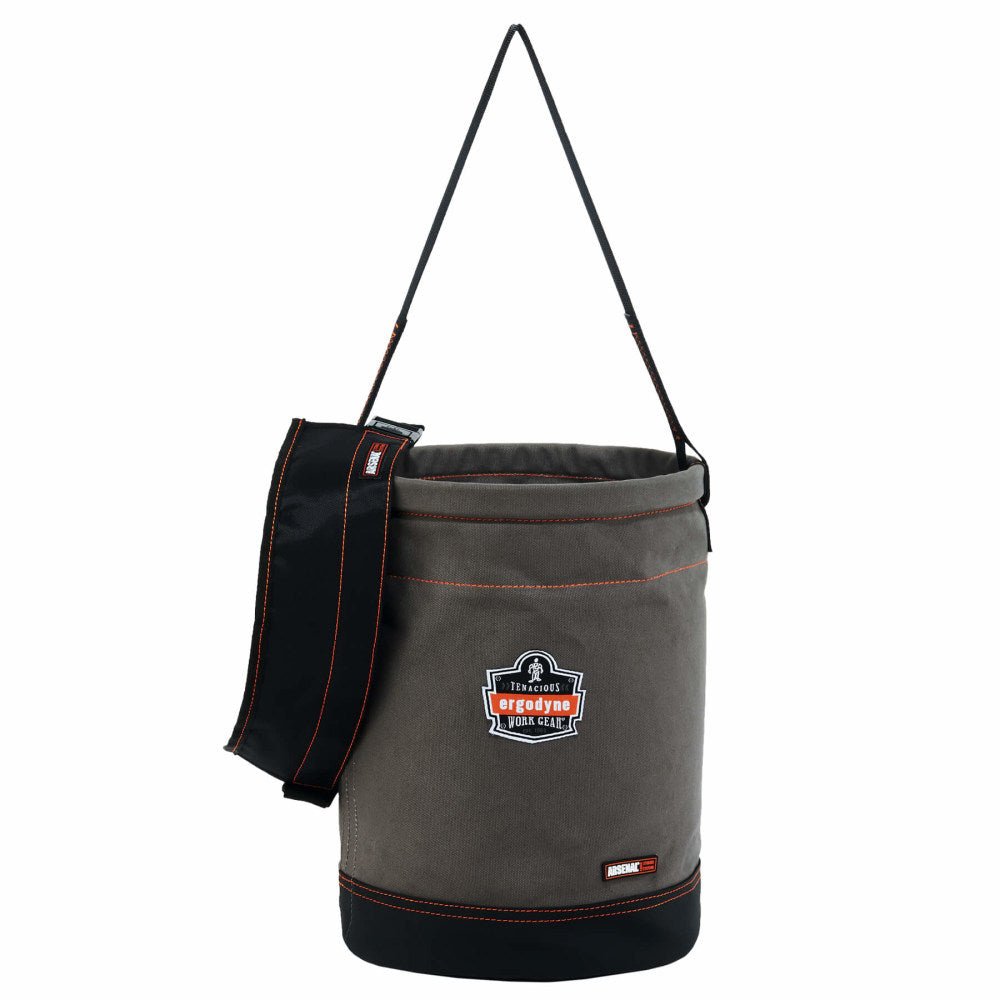 Ergodyne Arsenal 5930T Web Handle Canvas Hoist Bucket With Top, 17in x 12-1/2in, Gray