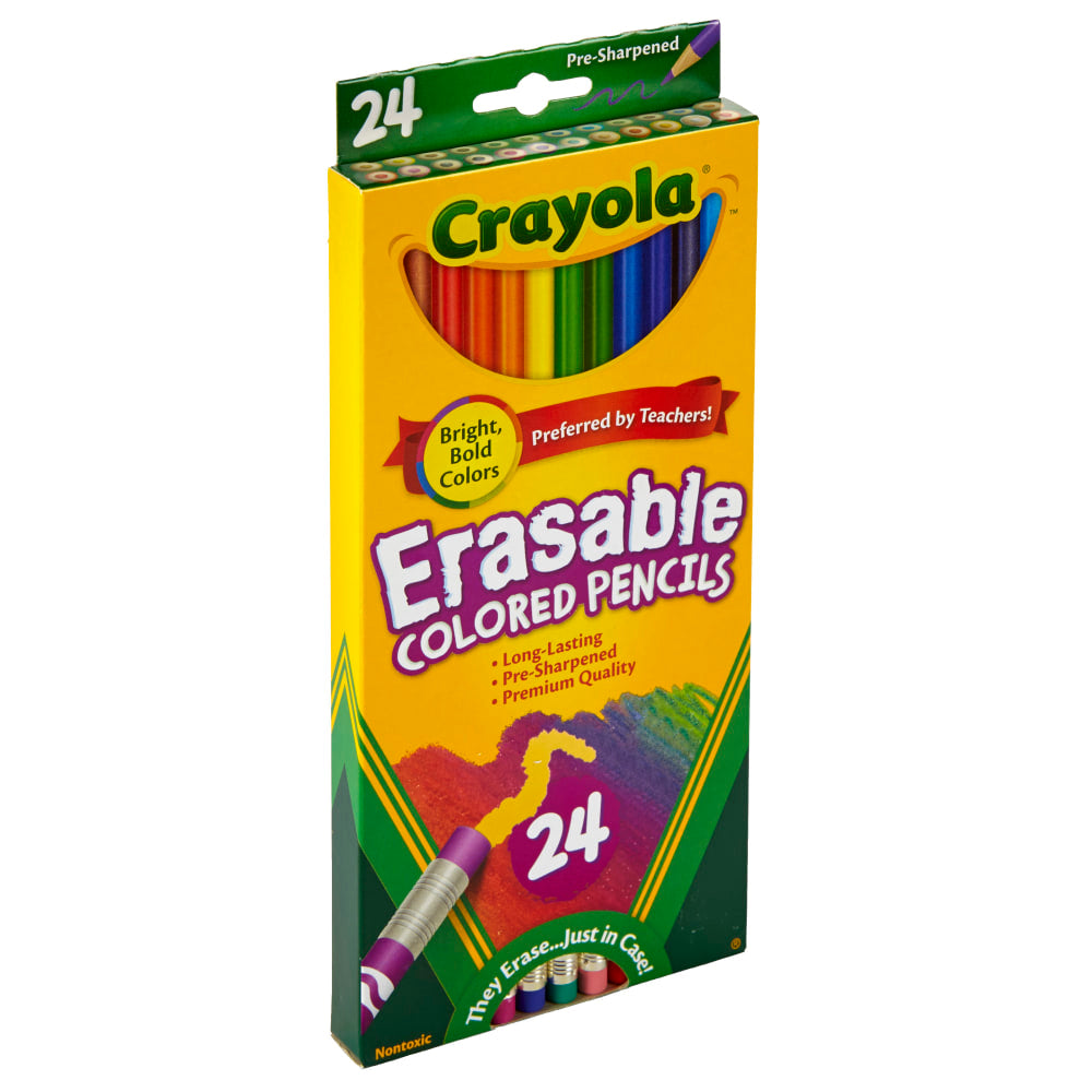 Crayola Erasable Colored Pencils, Assorted Colors, Pack Of 24 Colored Pencils