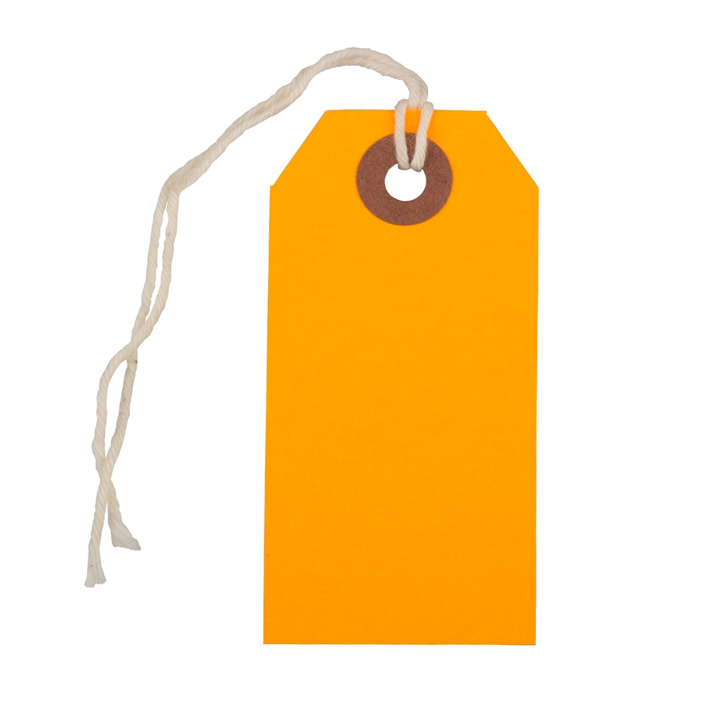 JAM Paper Small Gift Tags, 3-1/4in x 1-9/16in, Neon Orange, Pack Of 10 Tags