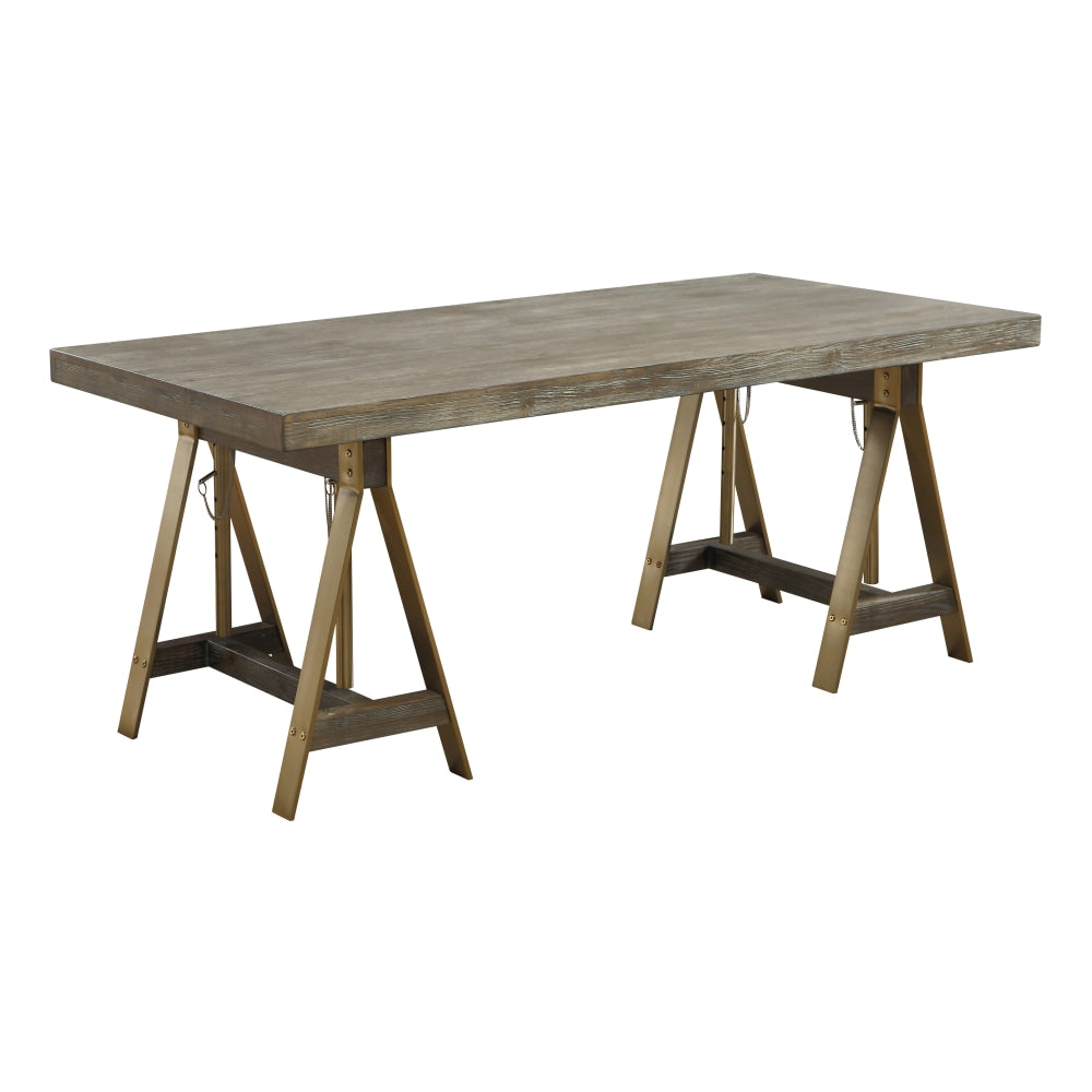 Coast to Coast Adjustable Dining Table/63inW Writing Desk, Biscayne Weathered