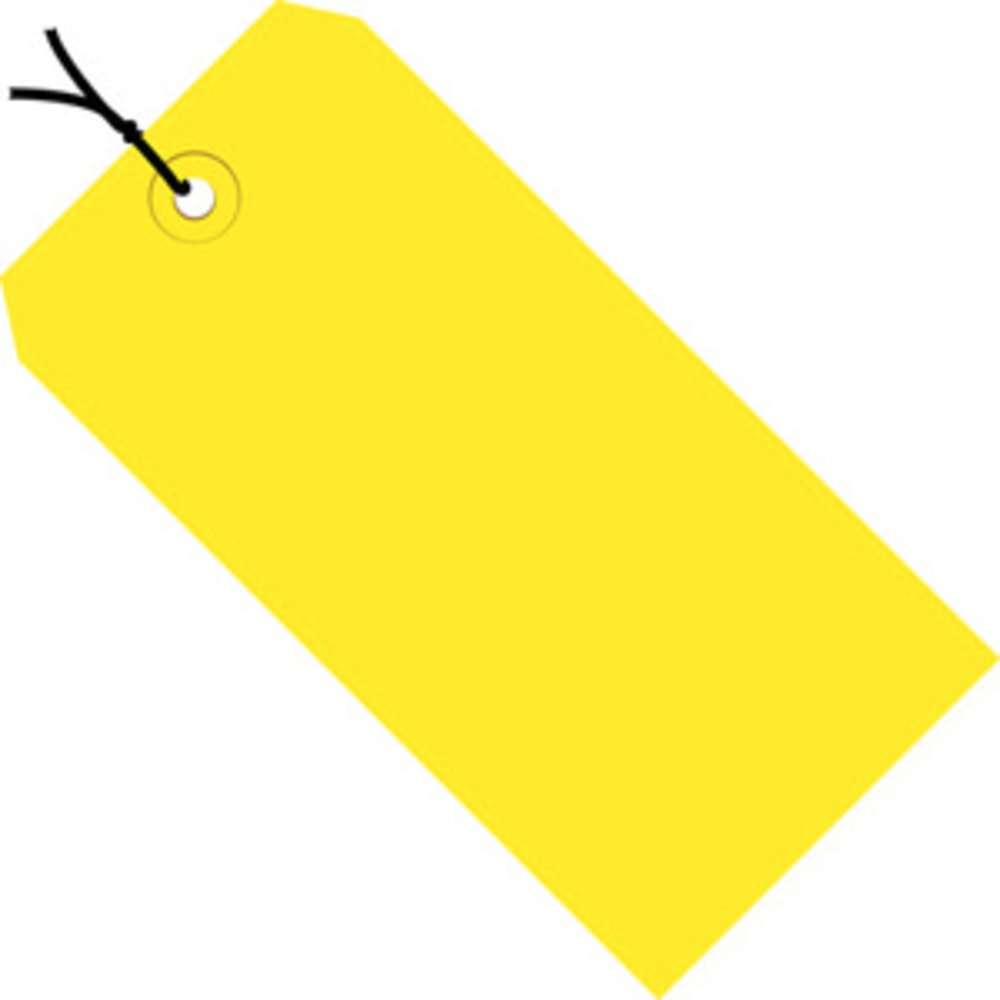 Partners Brand Prestrung Color Shipping Tags, #6, 5 1/4in x 2 5/8in, Yellow, Box Of 1,000