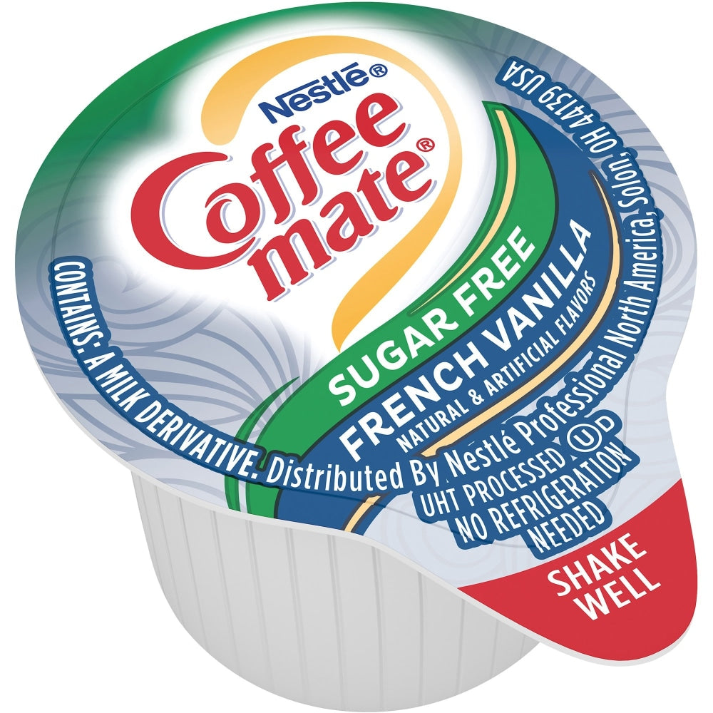 Nestle Coffee-mate Liquid Creamer, Sugar-Free French Vanilla Flavor, 0.38 Oz Single Serve x 50