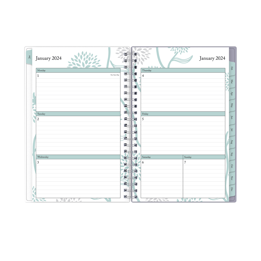 2024 Blue Sky Rue Du Flore Frosted Weekly/Monthly Planning Calendar, 5in x 8in, Mint Green, January to December 2024, 101603